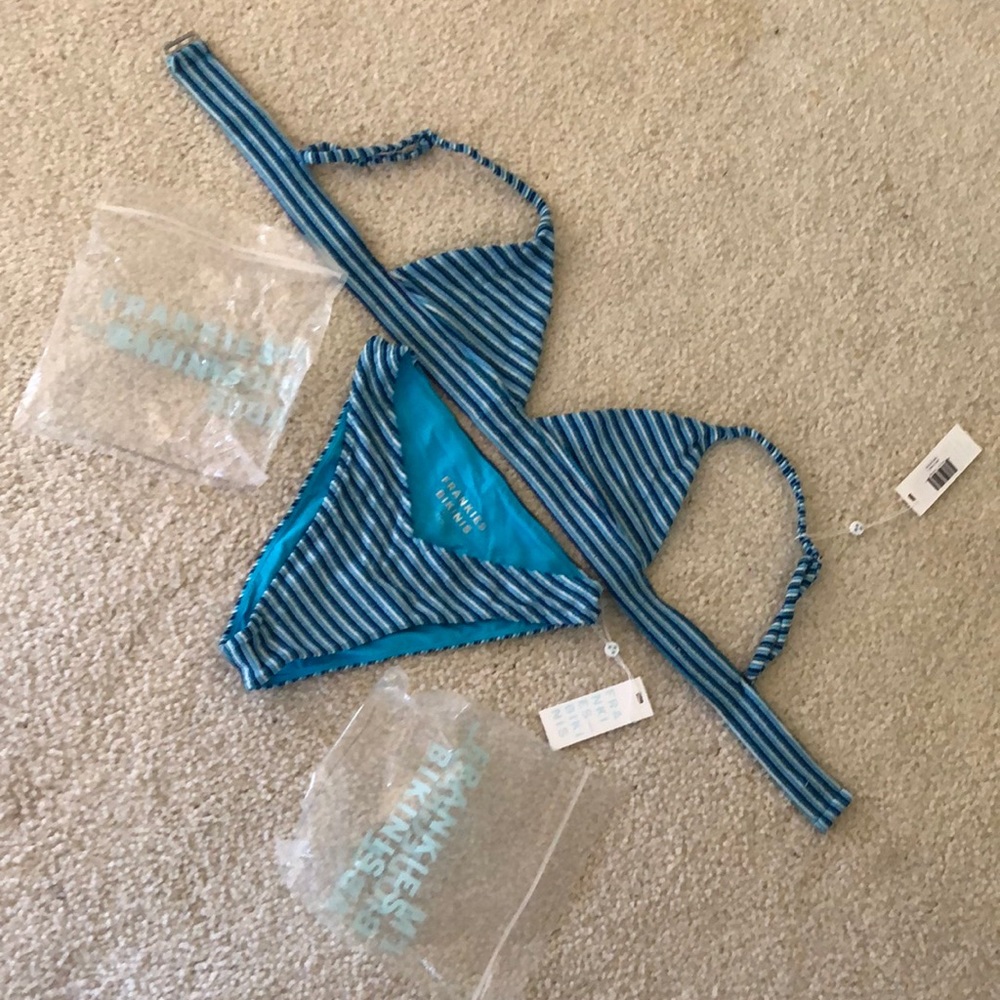 NWT Frankie’s Bikinis position stripe terry bikini